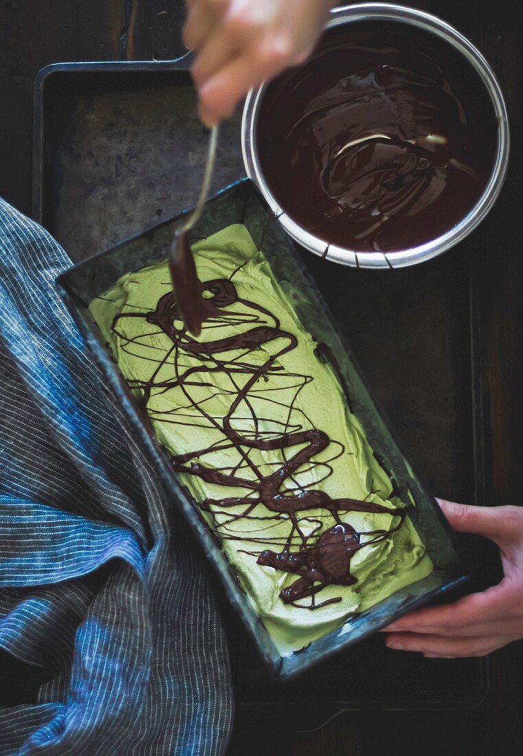 The recipe for matcha mint choc chip ice cream