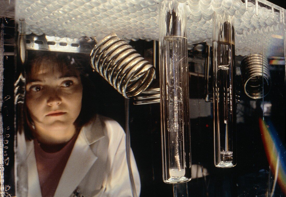 Cold fusion electrolysis cells under test, 1993