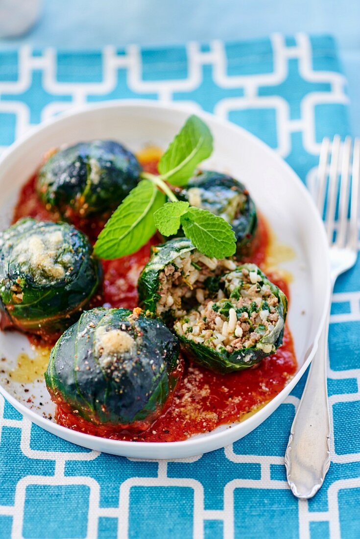 Chard balls with rice mince filling (Greece)