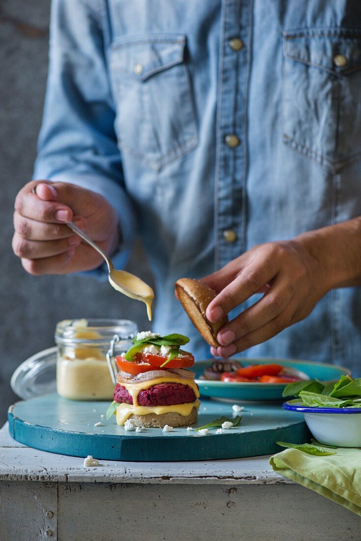 Beetroot chickpea burgers