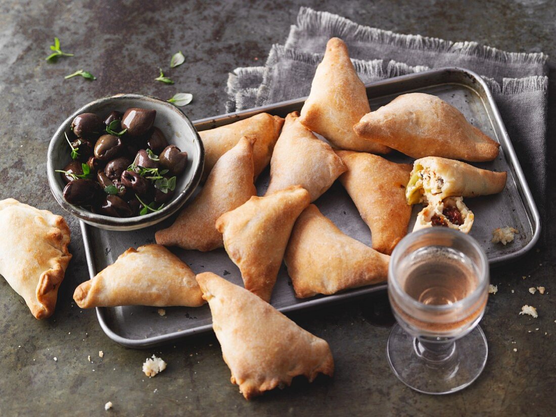 Mini calzone with antipasti filling