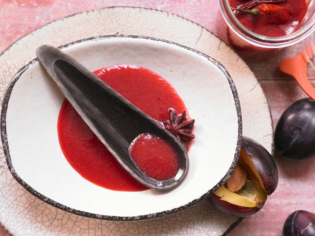 Asian style plum sauce with ginger and star anise