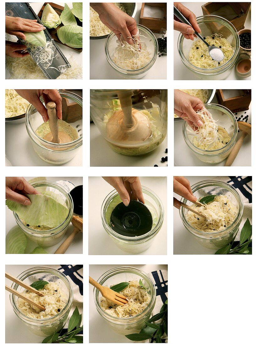 Making home-made sauerkraut