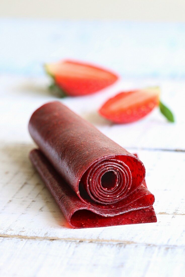 Strawberry leather roll up snack