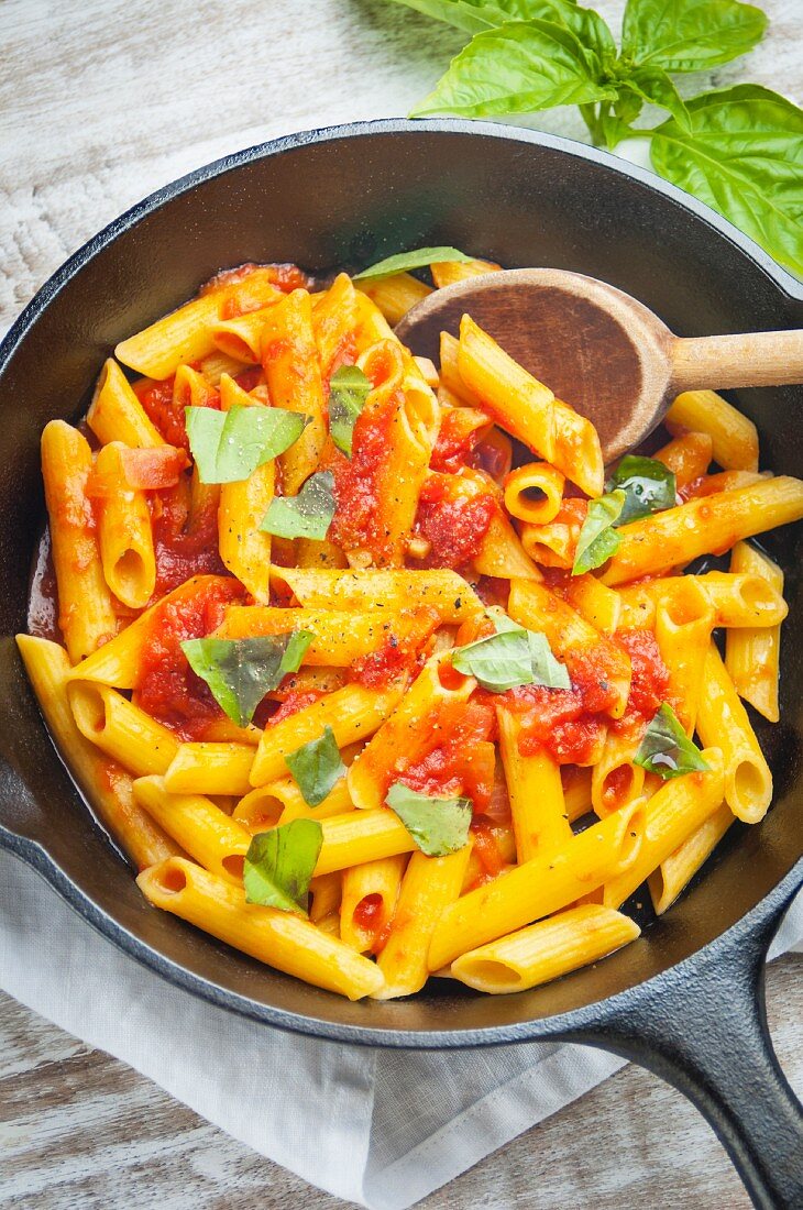 A Close Up View of Gluten Free Pasta with Homemade Tomato Sauce