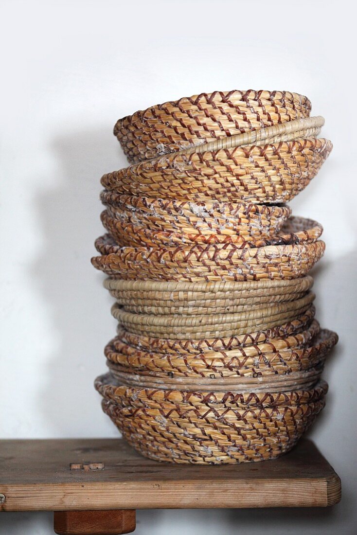 Traditional bread baskets, stacked