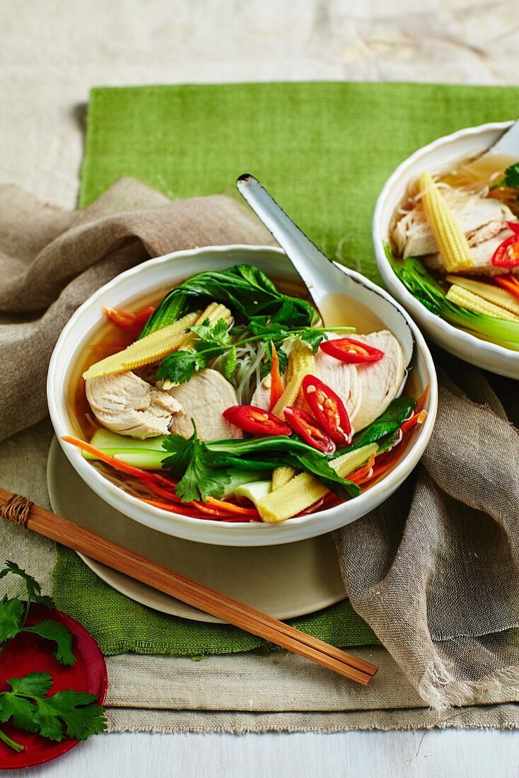 Poached Chicken Noodle Soup