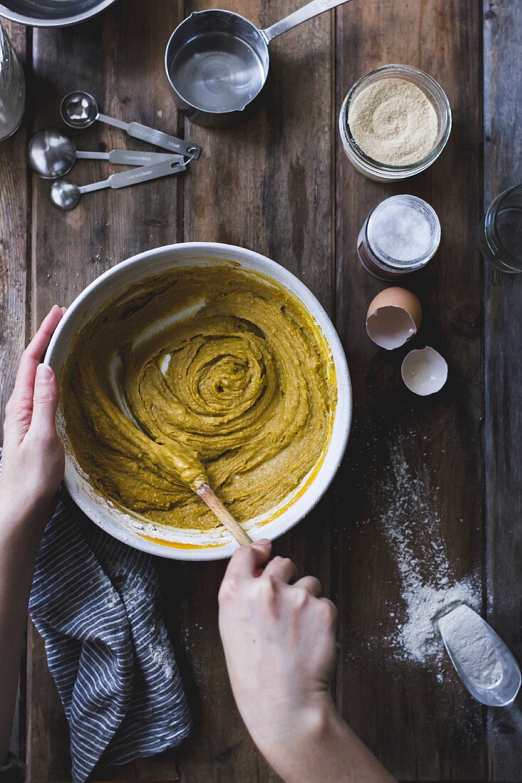 Pumpkin pie baking ingredients