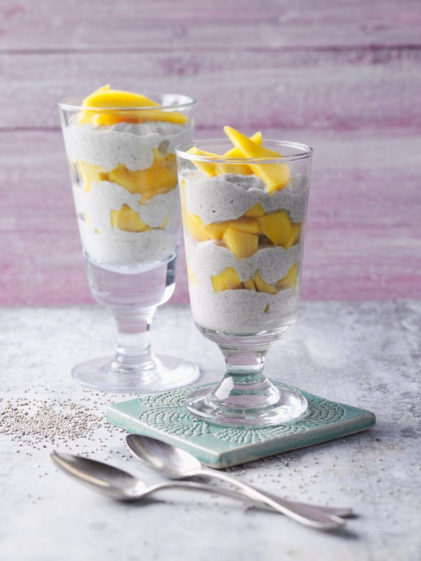 Coconut and lemongrass cream with white chia seeds
