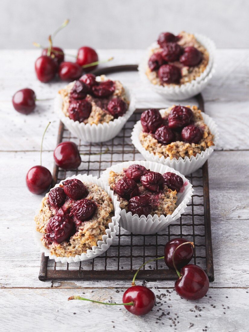 Cherry and cinnamon muffins with chia seeds