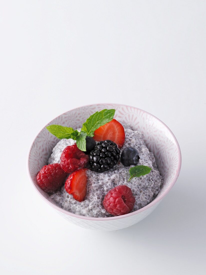 Chia pudding with fresh berries