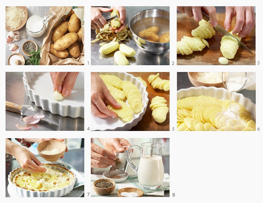 Kartoffegratin zubereiten