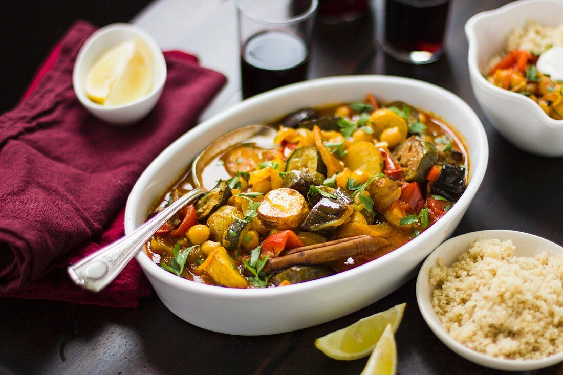 Summer vegetable tagine with cous cous