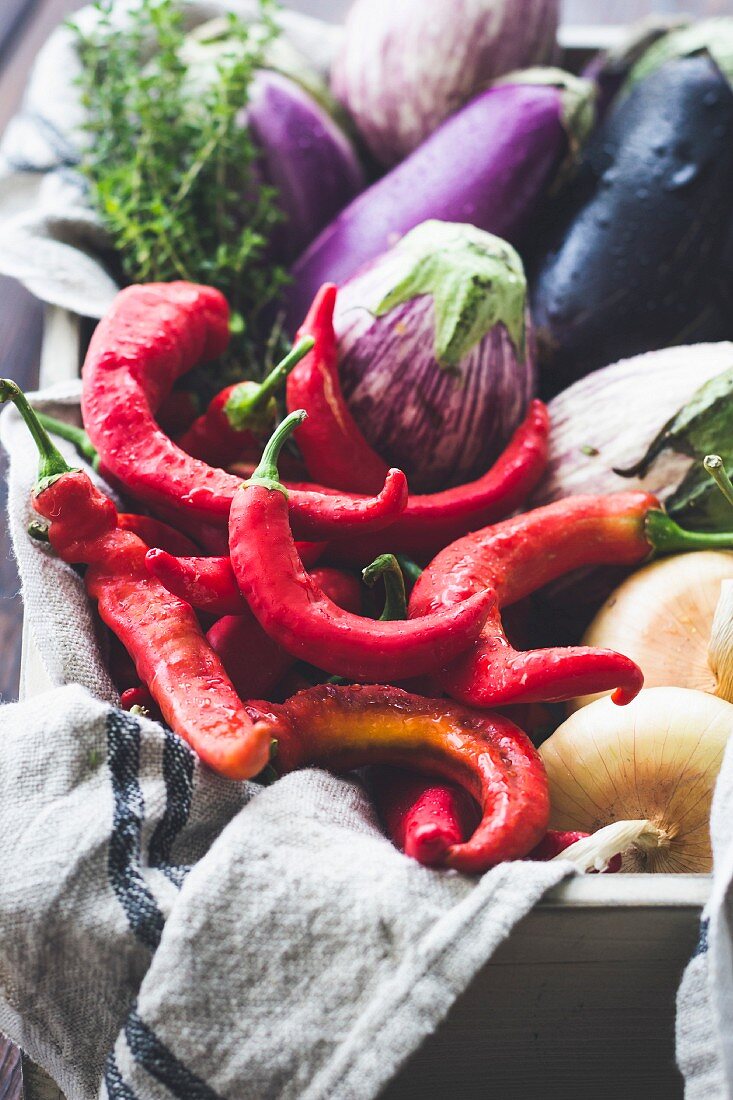 Summer vegetables in a crate