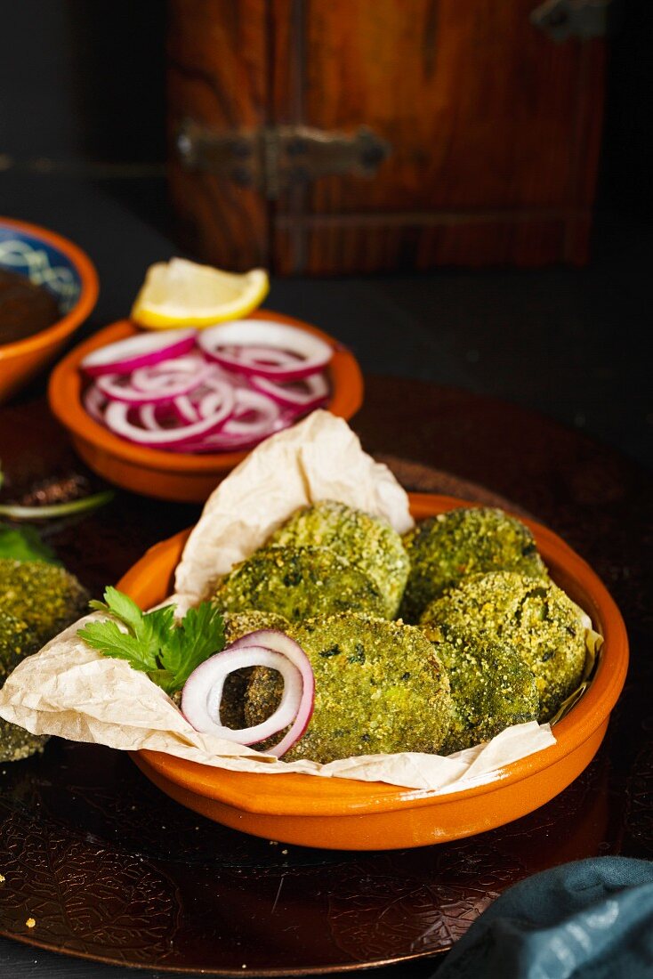 Green Goddess Kebab, also called Hara Bhara Kebab, an appetiser from India