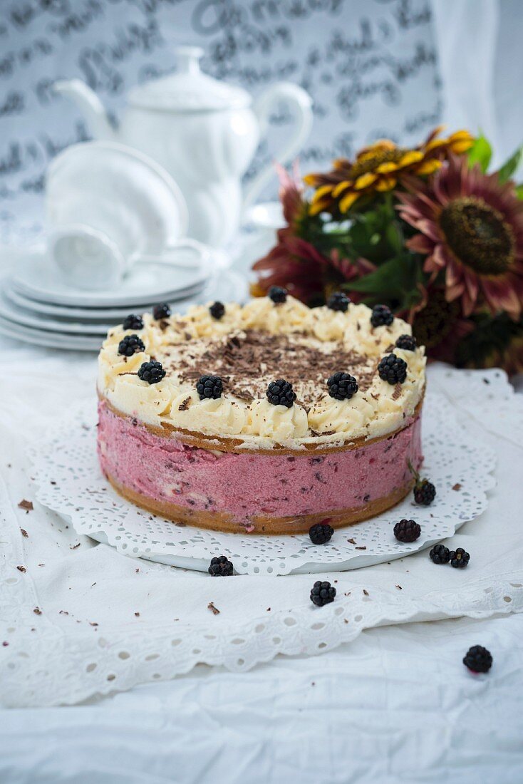 Vegan blackberry buttercream cake