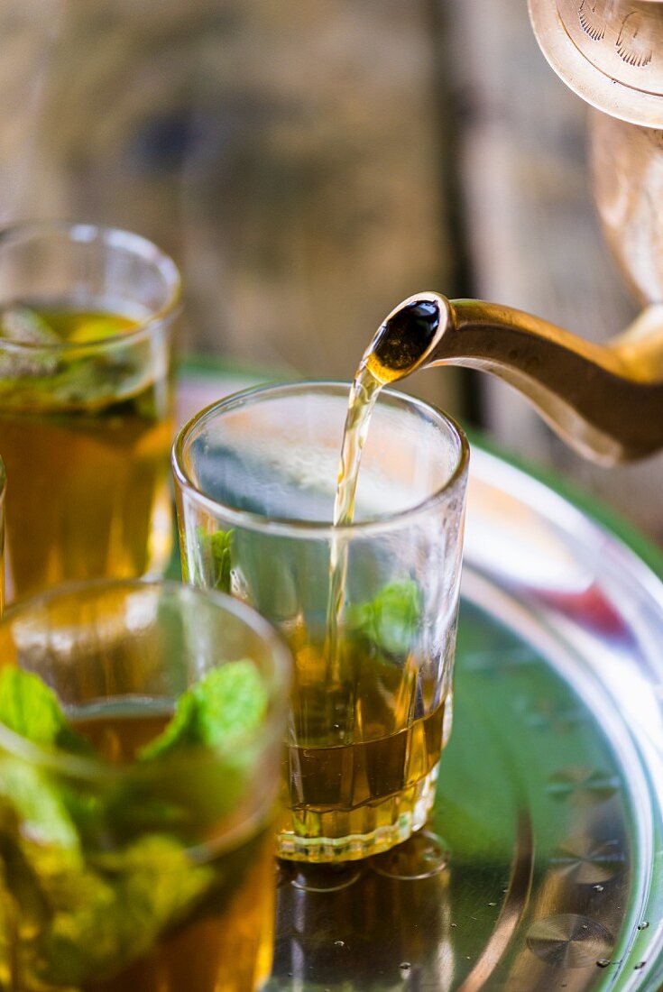 Peppermint tea in glasses (Morocco)