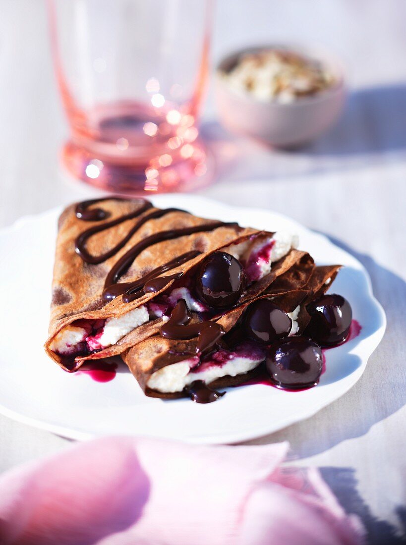 Crepes with cherries