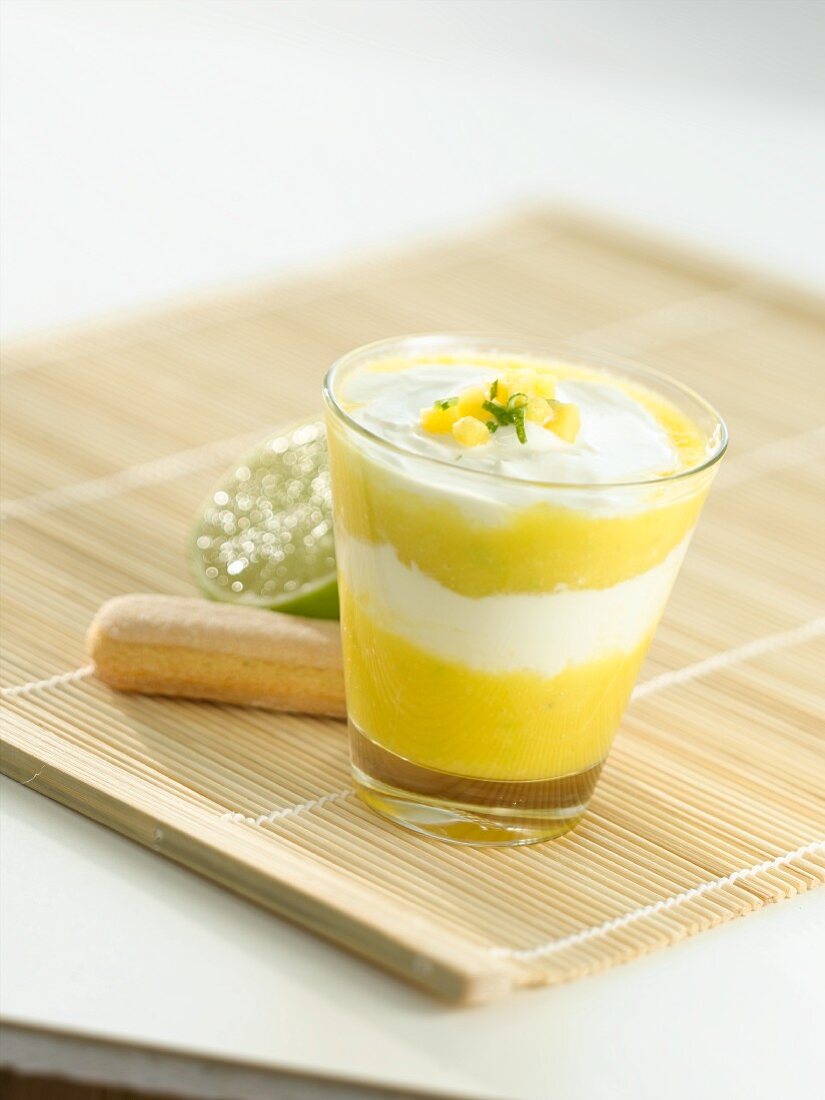 Mango quark in a glass