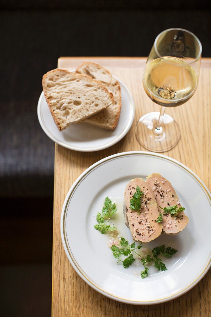 Foie gras at the restaurant 'La Bourse et La Vie' in Paris, France