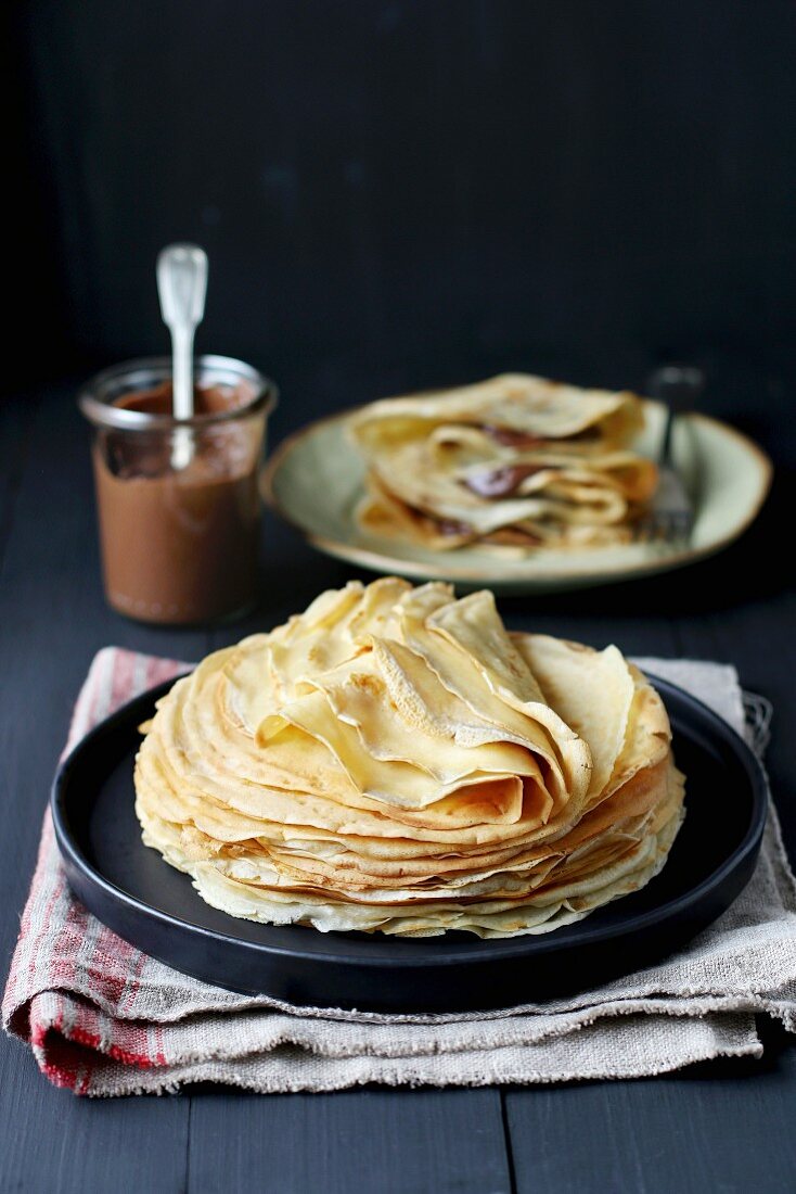 Stack of crepes on a plate