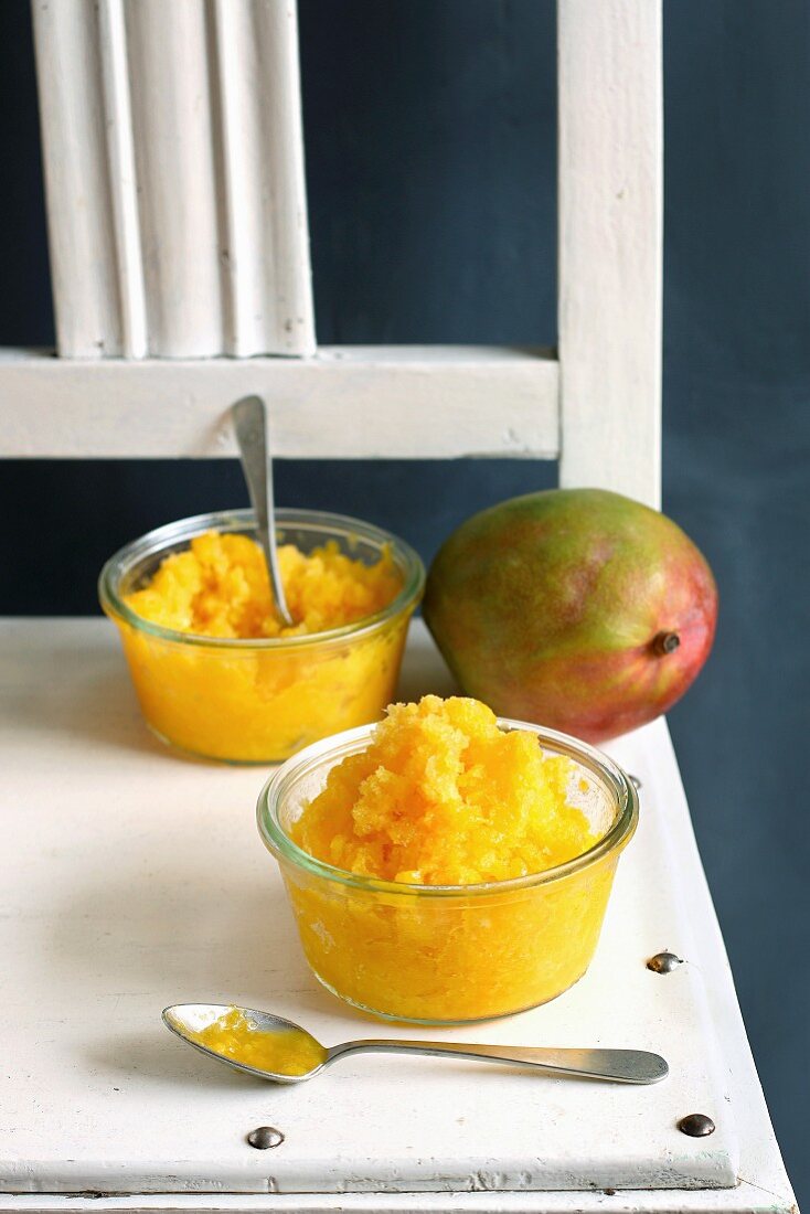 Refreshing mango granita