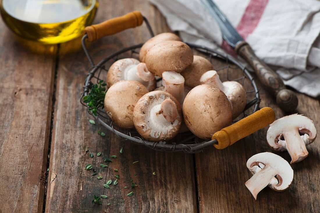 Fresh champignon mushrooms