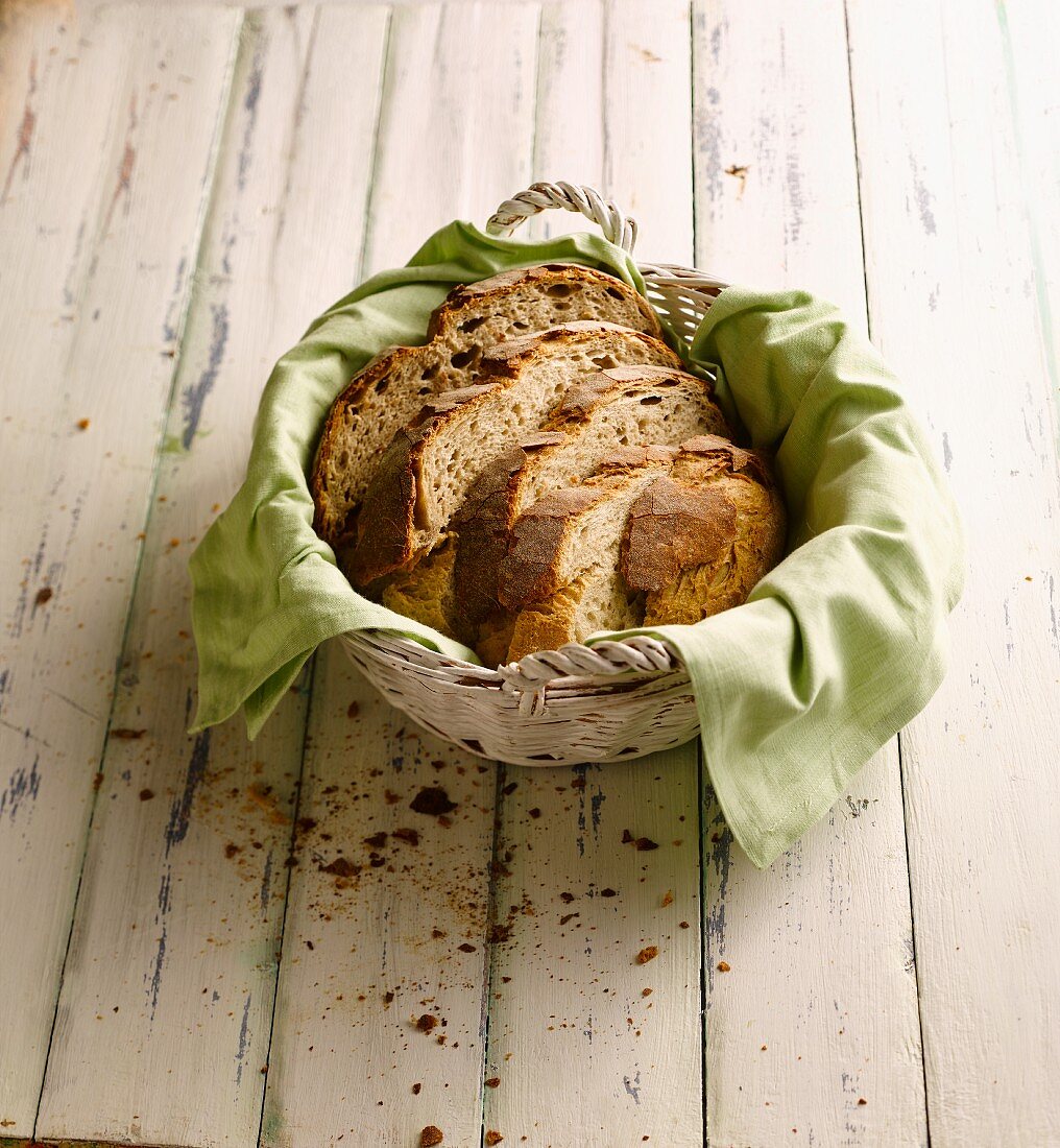 Slices of bread in a bread basket