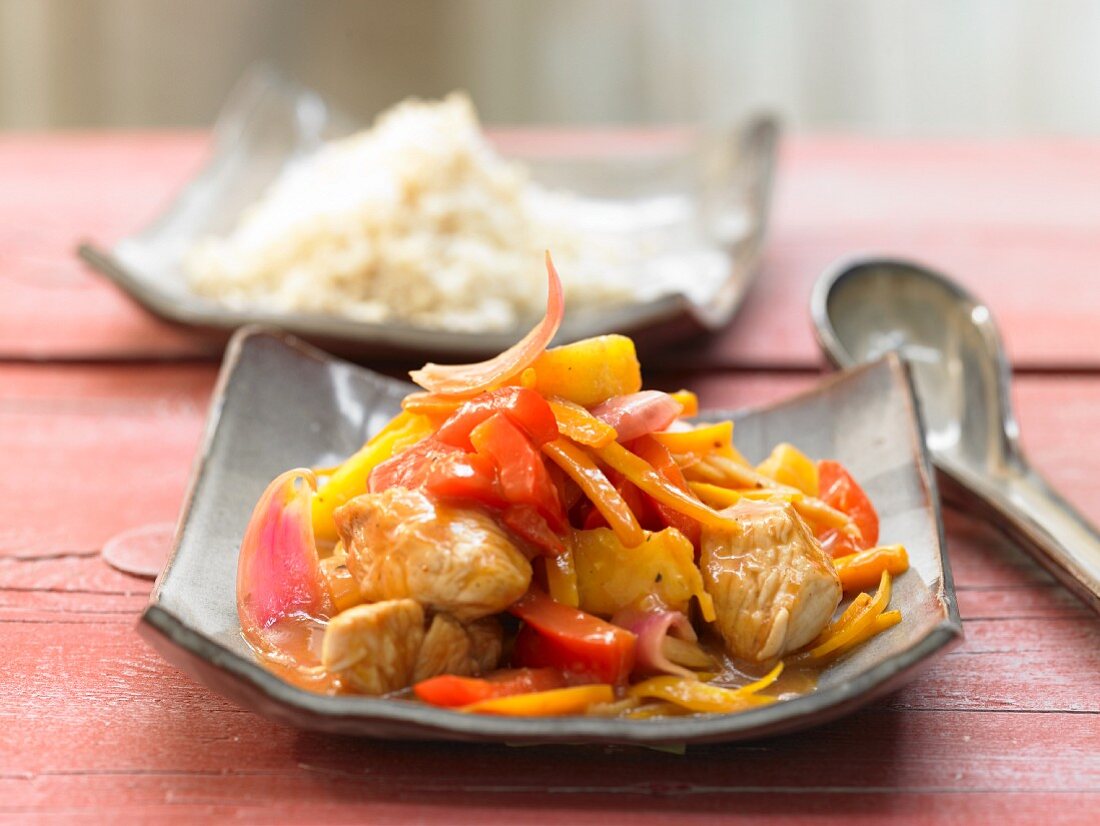 Sweet and sour turkey with vegetables