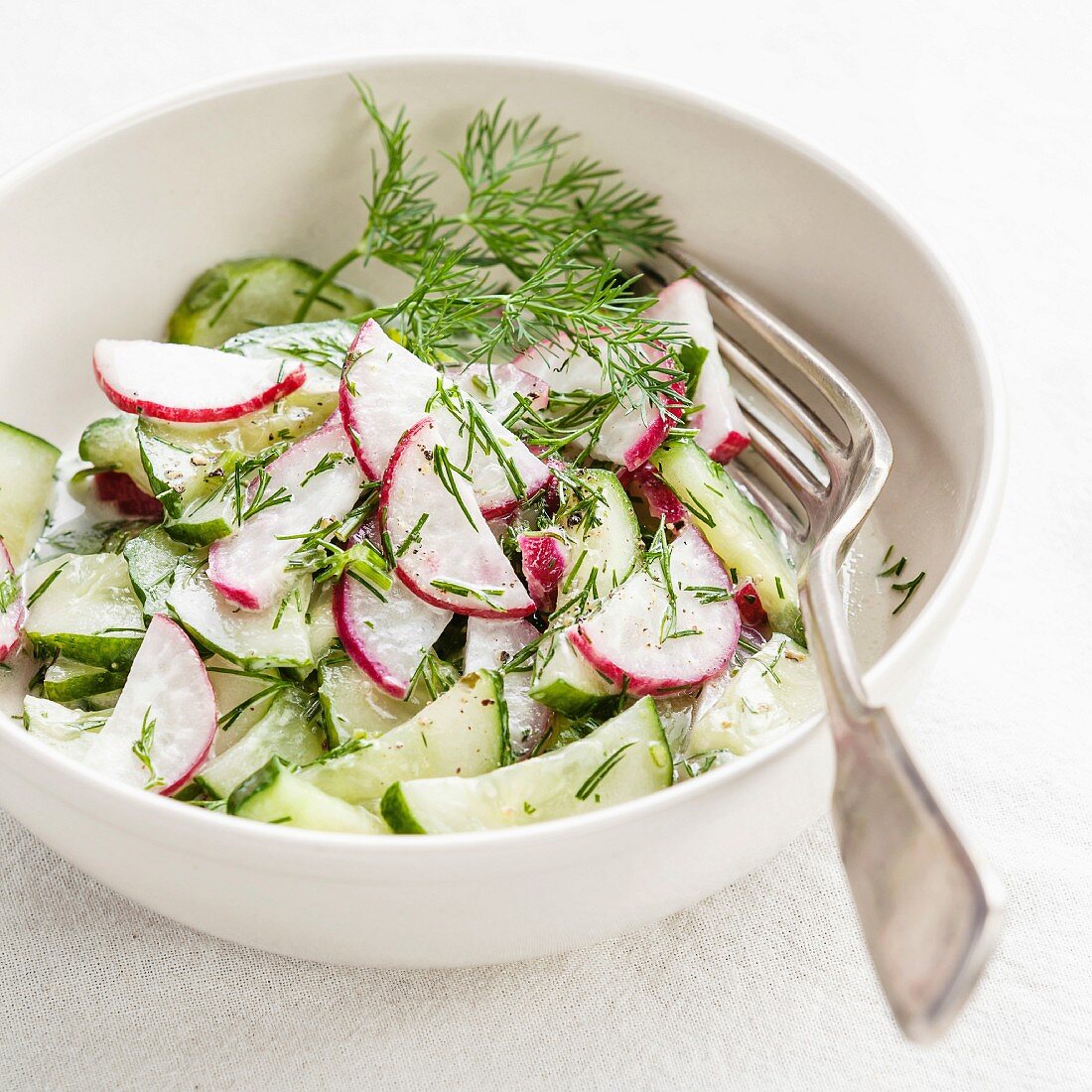 Spring salad with radishes and cucumbers