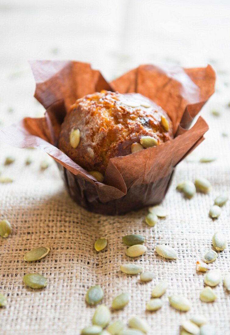 Kürbis-Muffin mit Kürbiskernen