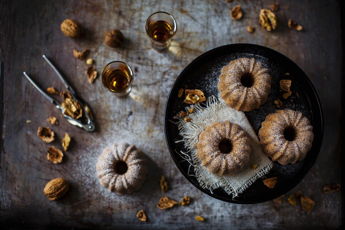 Subtly delicious plain cake with chestnut flour, especially nice with walnuts