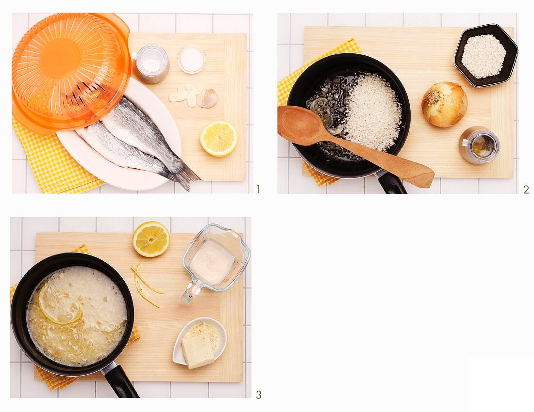 Seebarsch aus der Mikrowelle mit Zitronenrisotto zubereiten