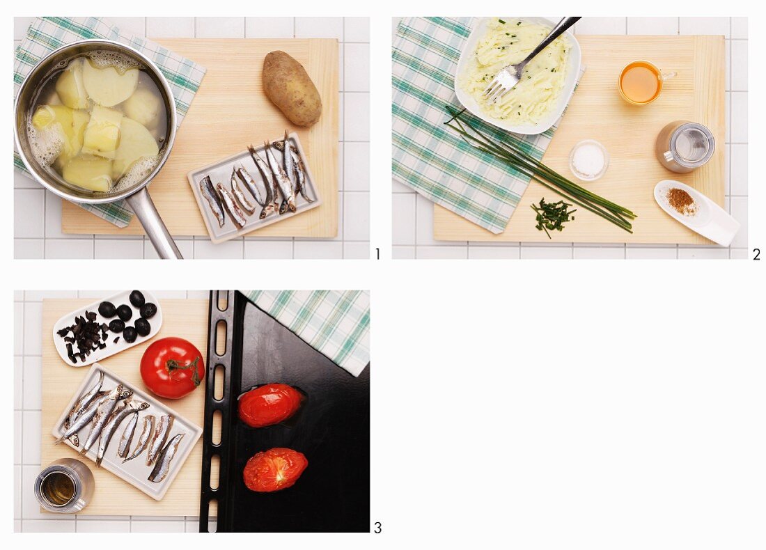 How to make tomato and anchovies with mashed potatoes