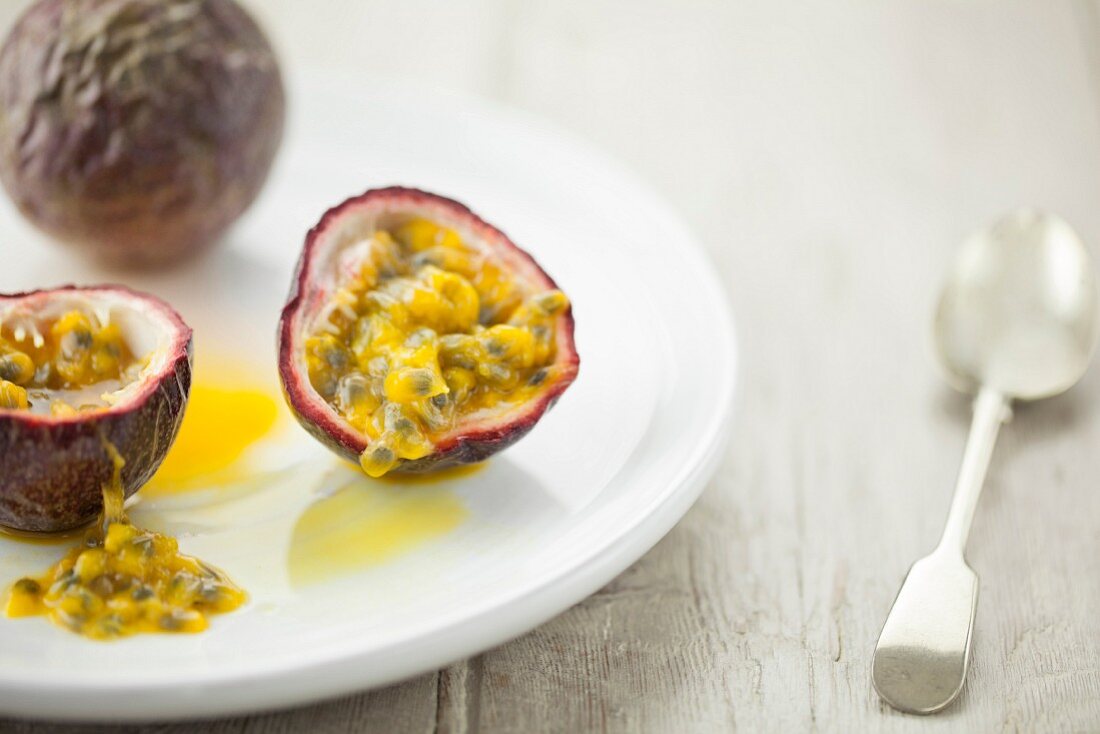 Passion Fruit on White Plate