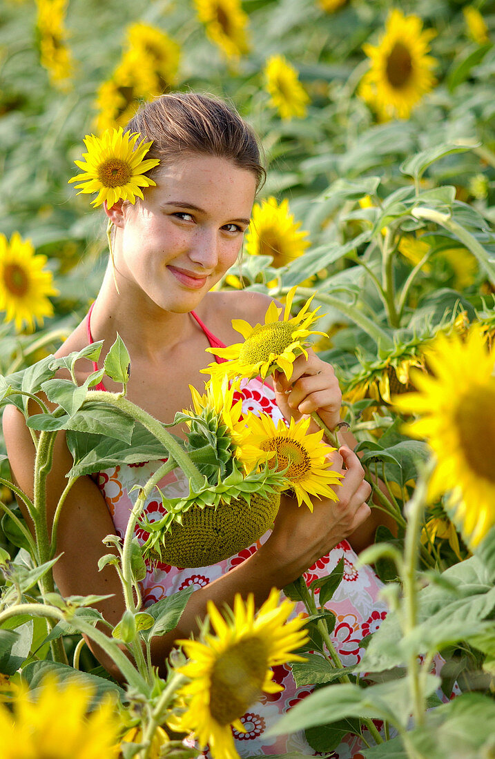 Woman with sunflower