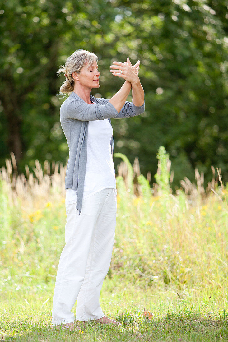 Woman practicing yoga