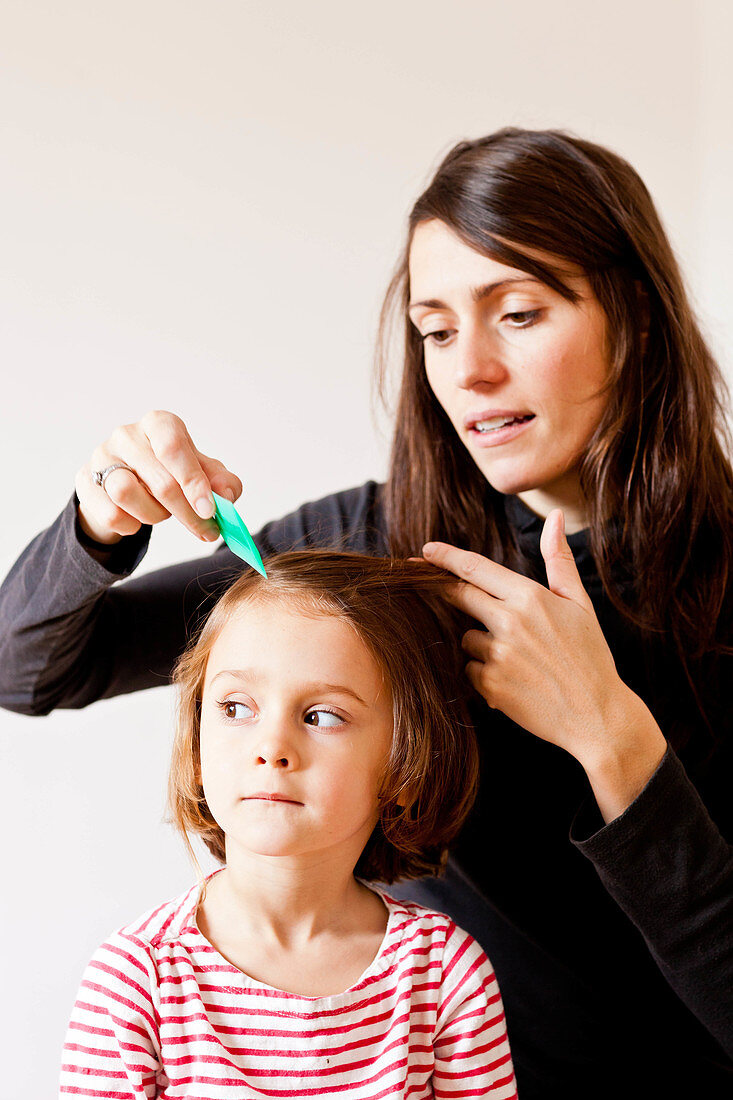 Anti-lice comb used on child
