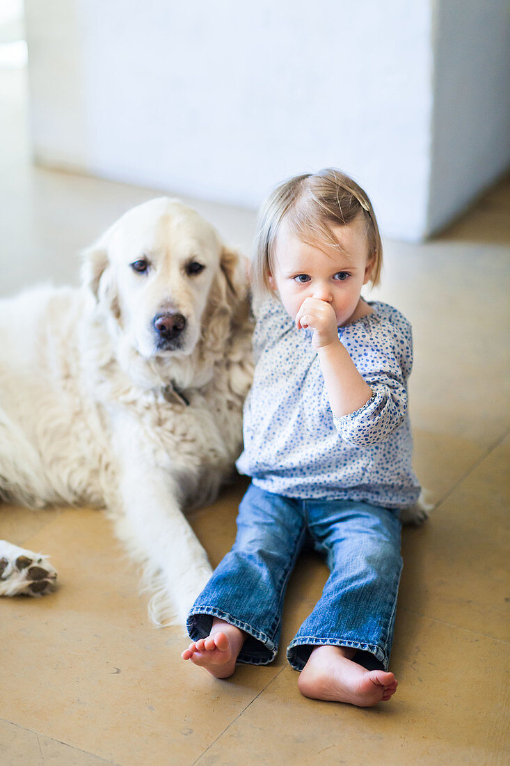 Baby and dog