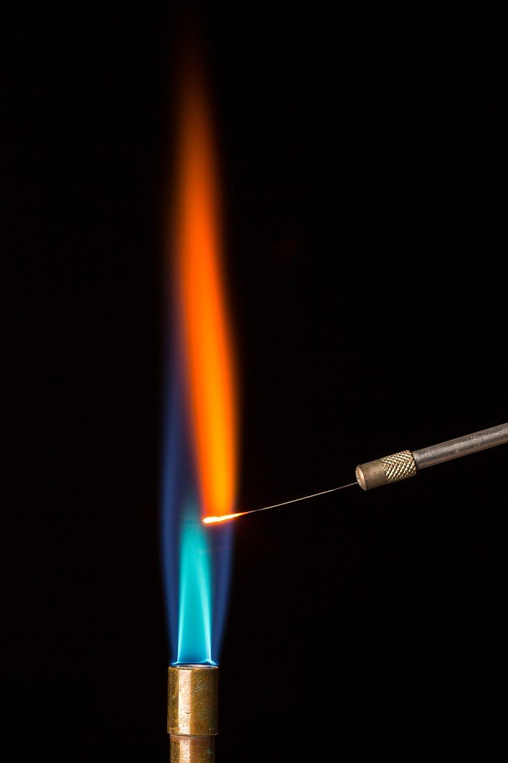 Flame test for calcium.