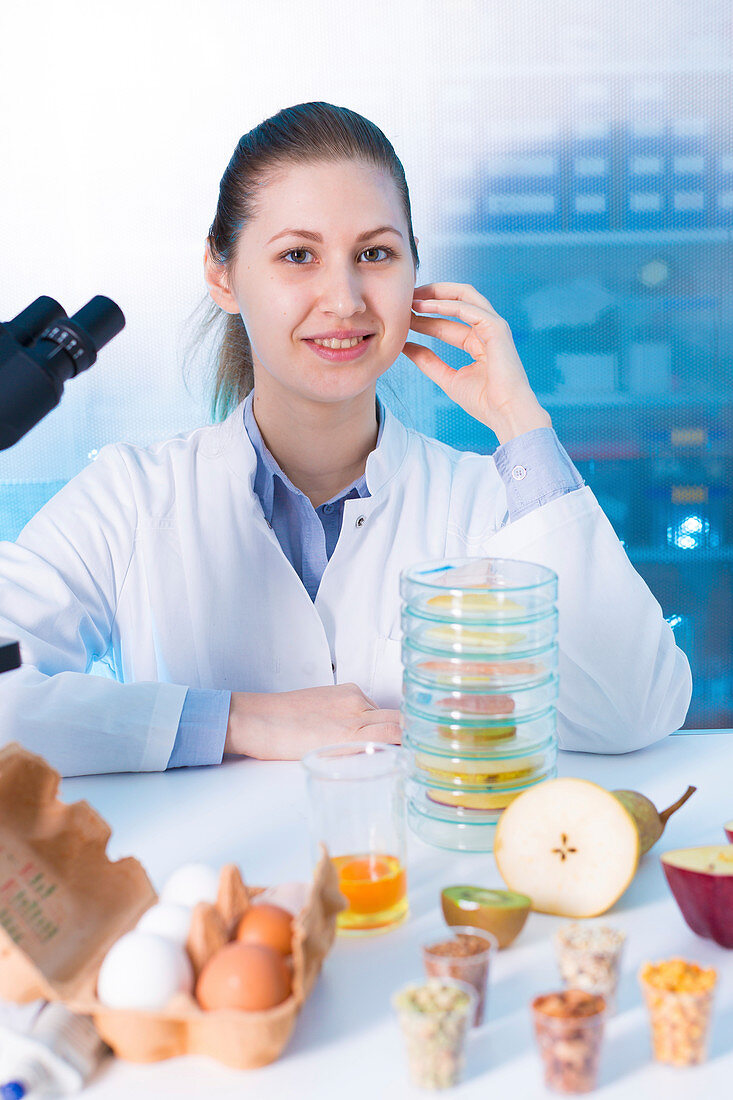 Portrait of woman in food quality control laboratory
