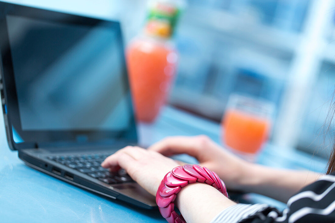 Woman using laptop