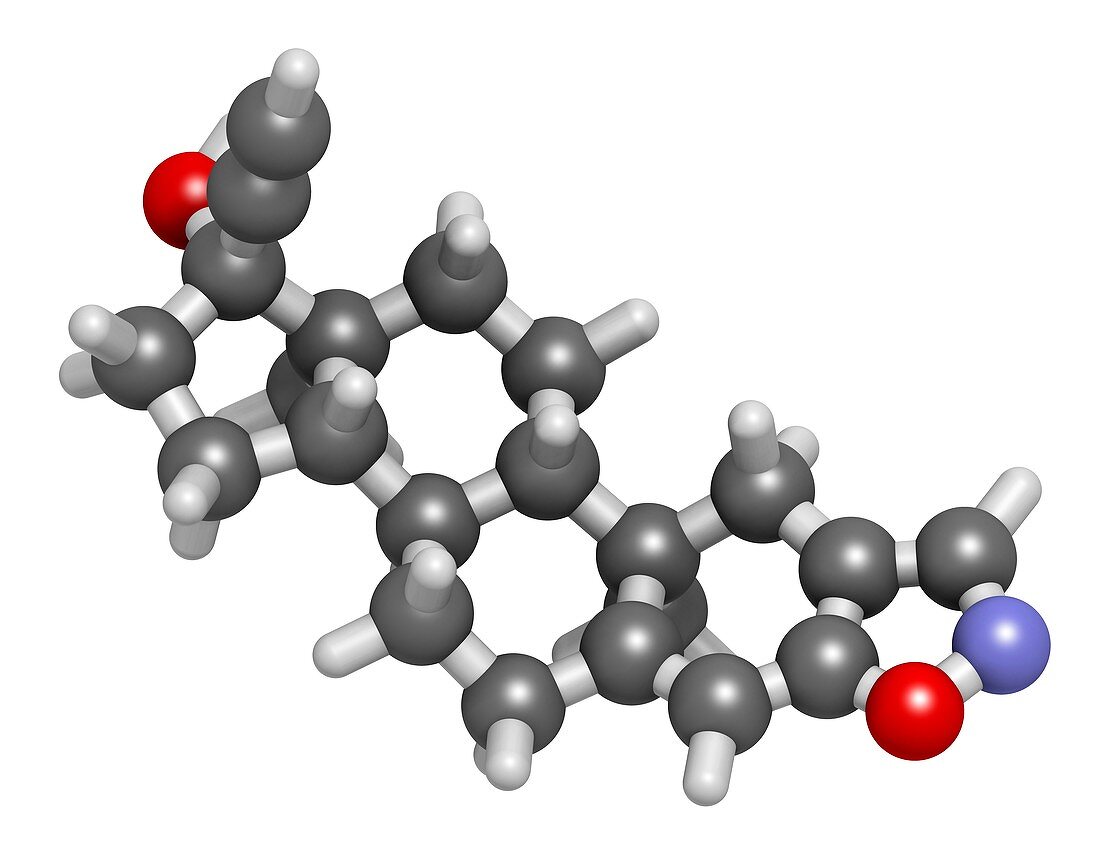 Danazol endometriosis drug molecule, illustration