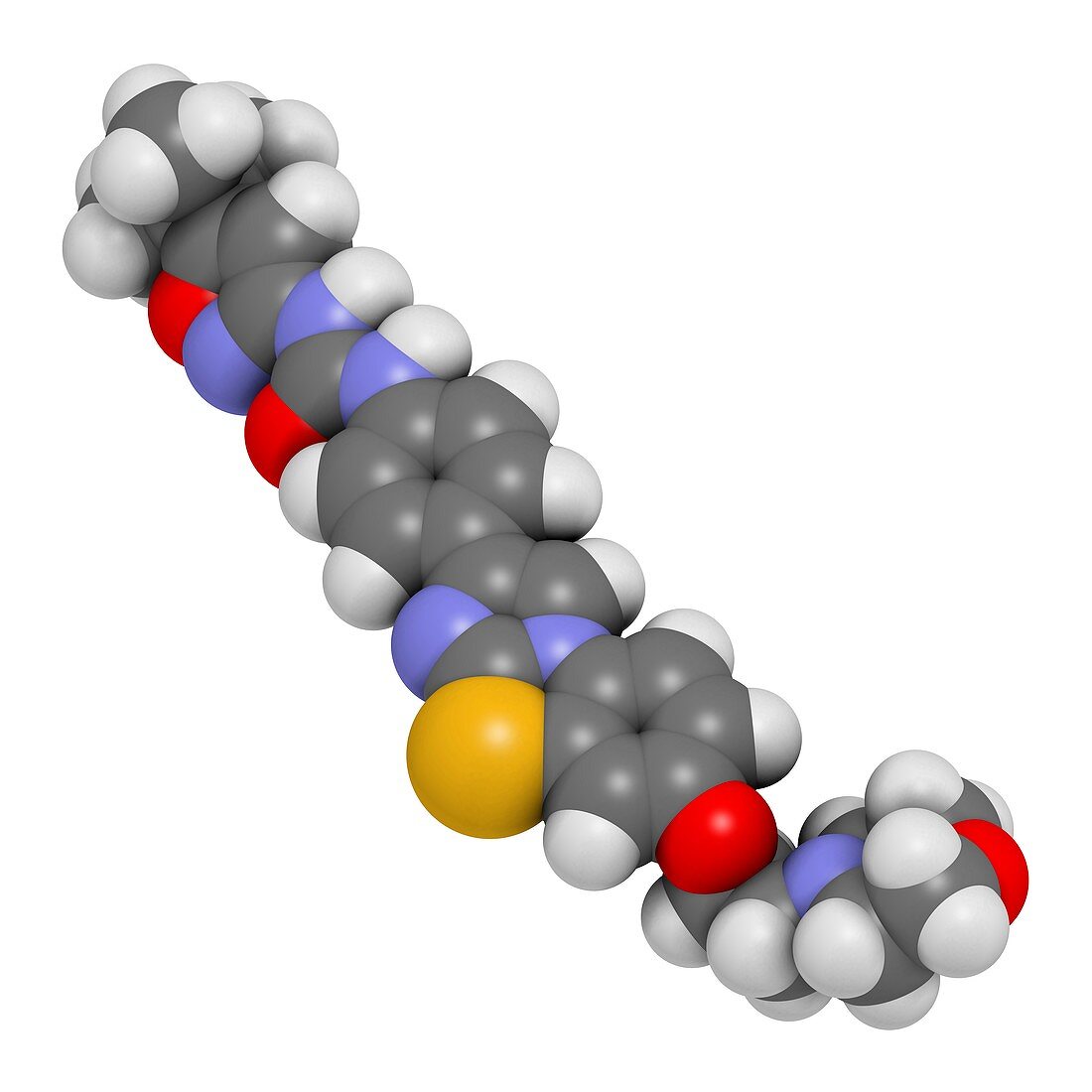 Quizartinib cancer drug molecule, illustration