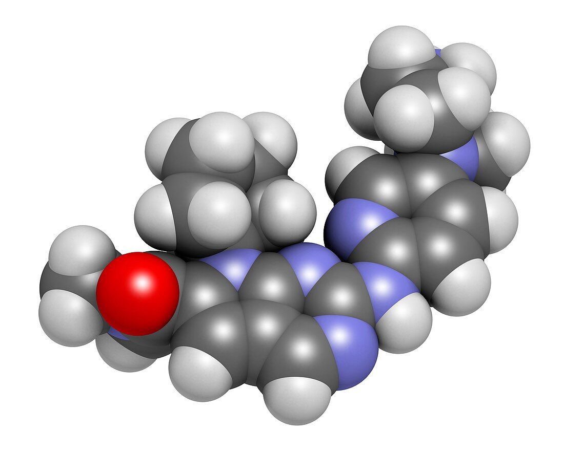 Ribociclib cancer drug molecule, illustration