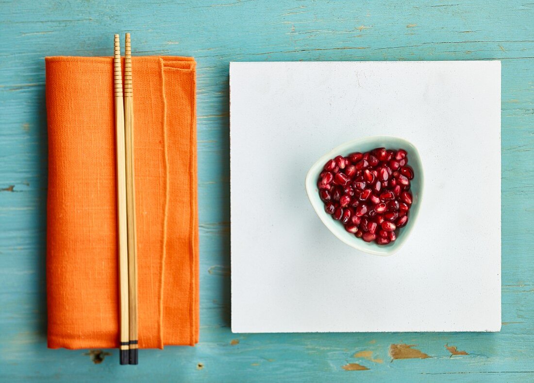Pomegranate seeds with minimalist styling