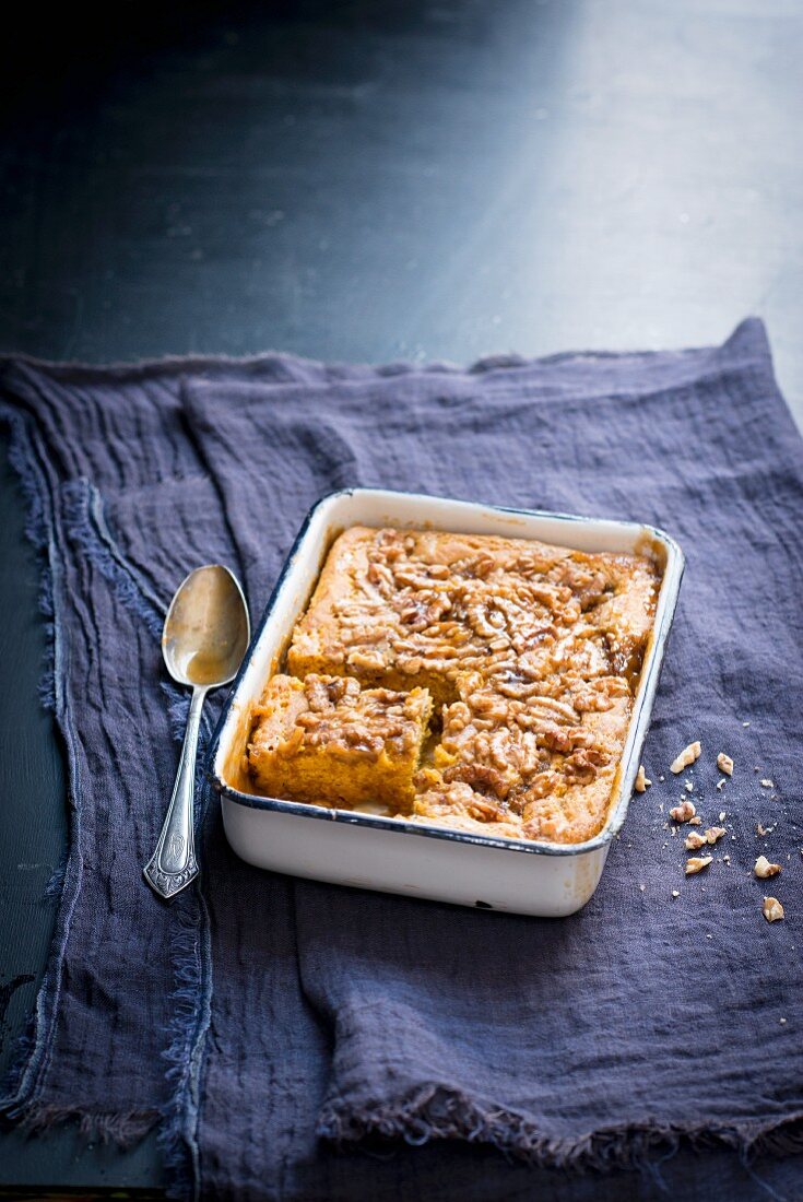 Pumpkin pudding with walnuts