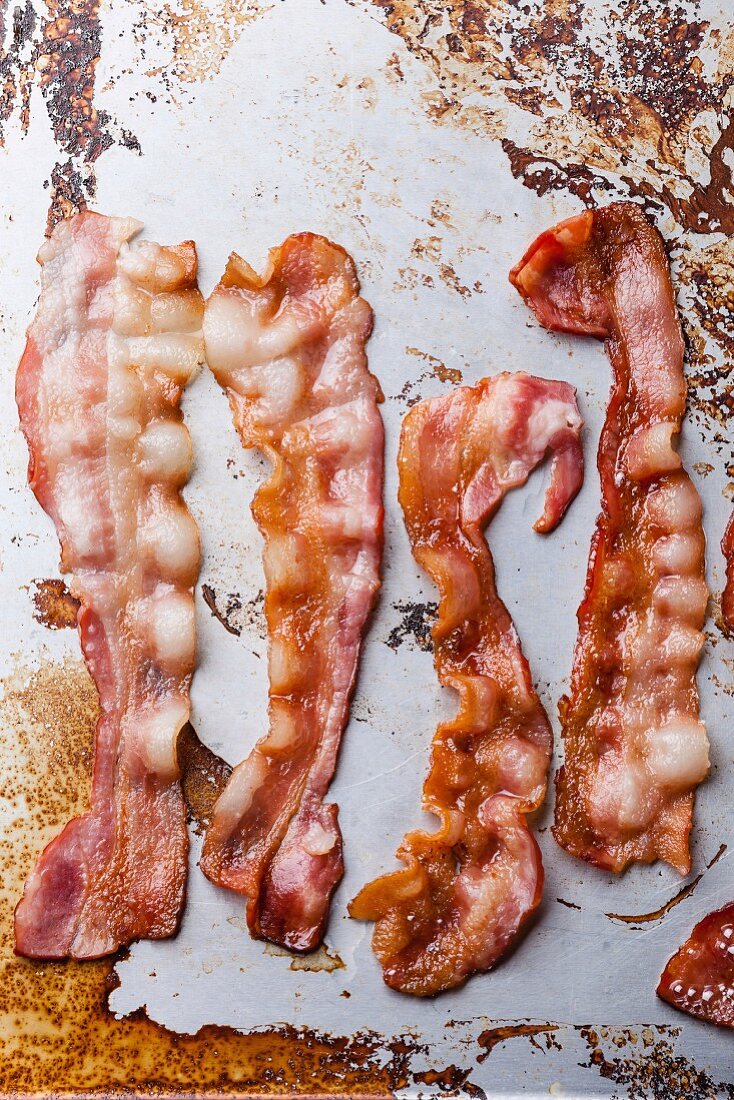 Crispy fried bacon background