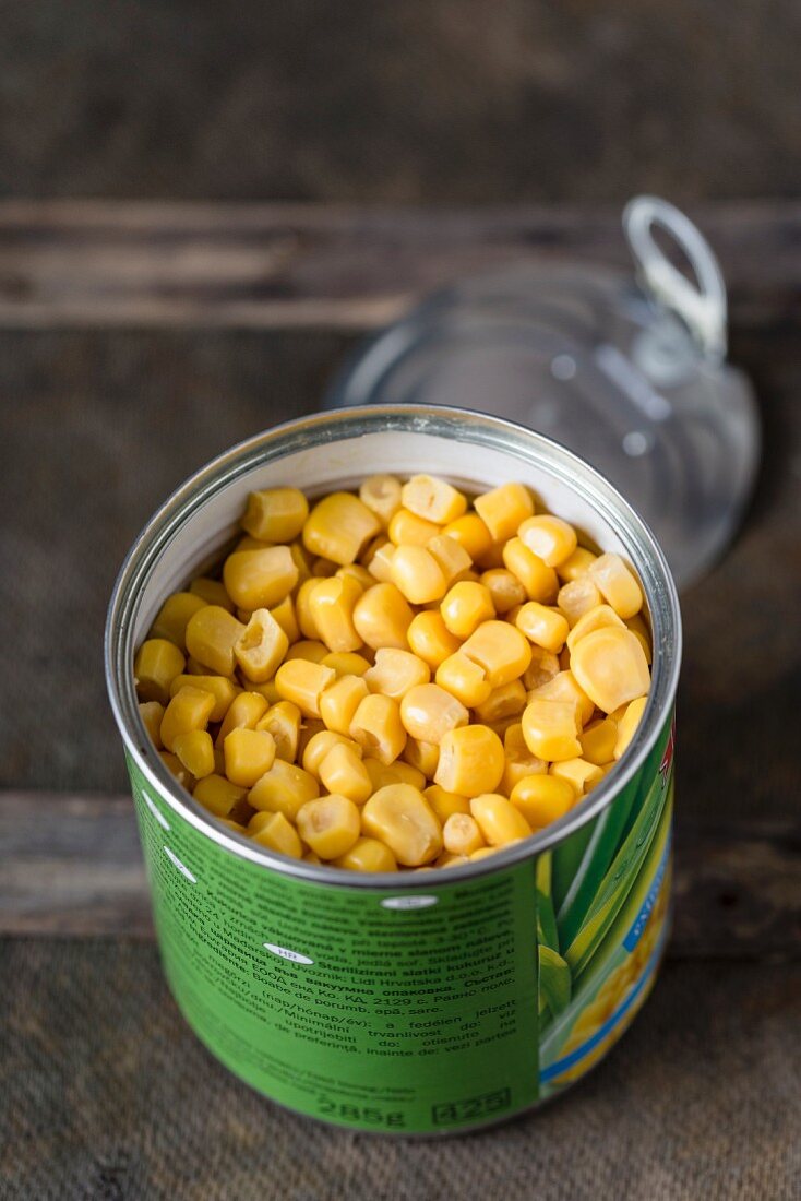 An open can of sweetcorn