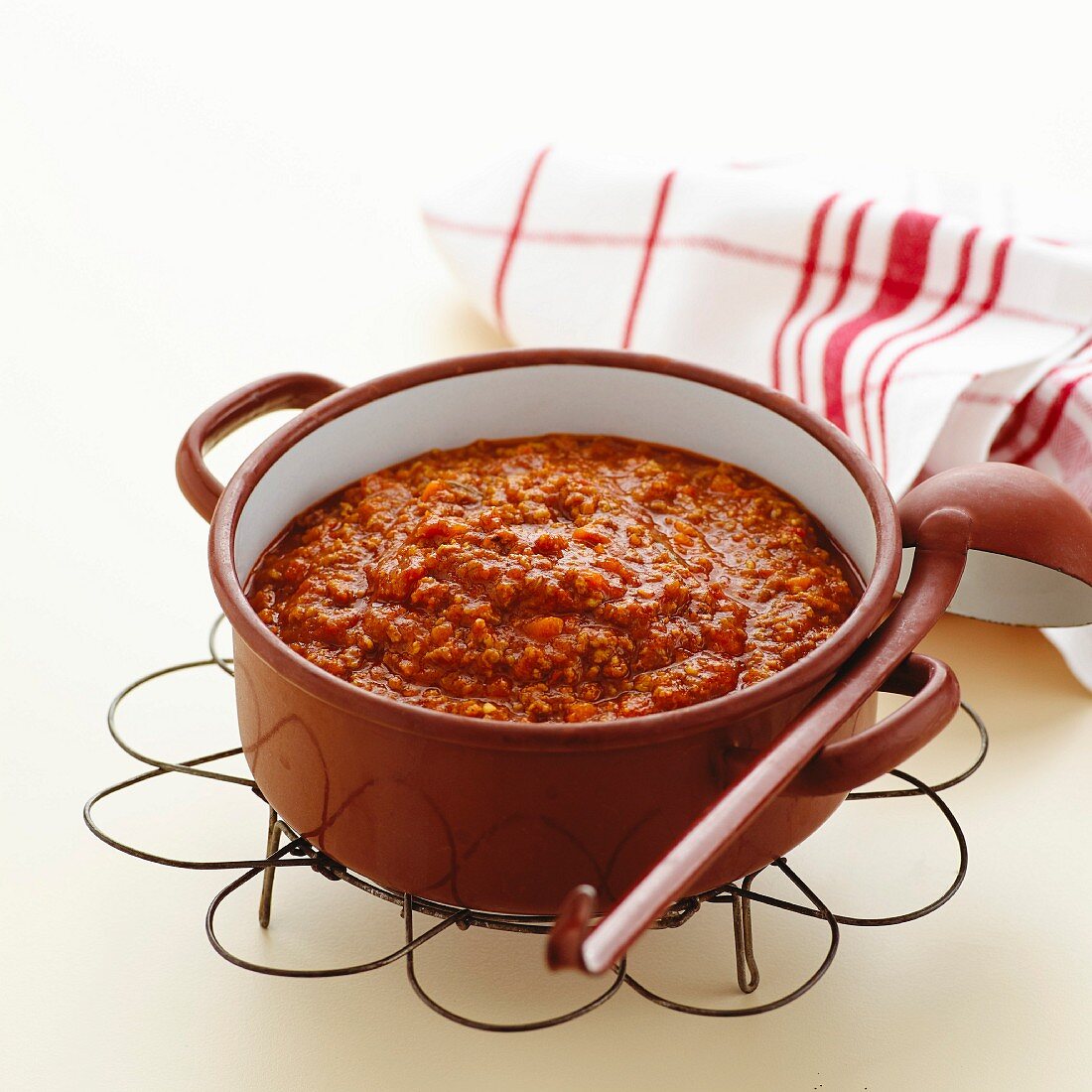 Bolognese sauce in a pot
